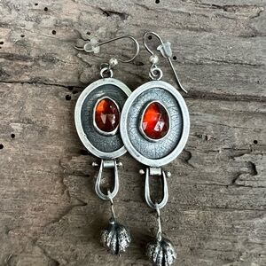 April Ottey Sterling Silver Spessartite Garnet  Earrings